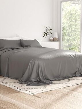 Bamboo IEH-4PC-BAM-F-GR Full Size Gray 4PC Sheet Set 300 Thread Count 100% Rayon
